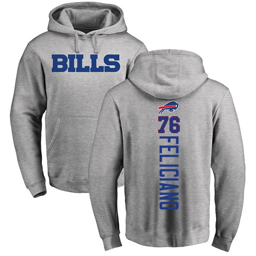 Men NFL Buffalo Bills #76 Jon Feliciano Ash Backer Pullover Hoodie Sweatshirt->buffalo bills->NFL Jersey